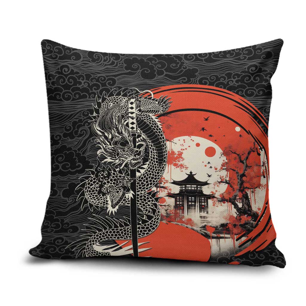 Japanese Dragon Katana Enso Pillow Cover Japan Pagoda Seamless Cloud - Wonder Print Shop