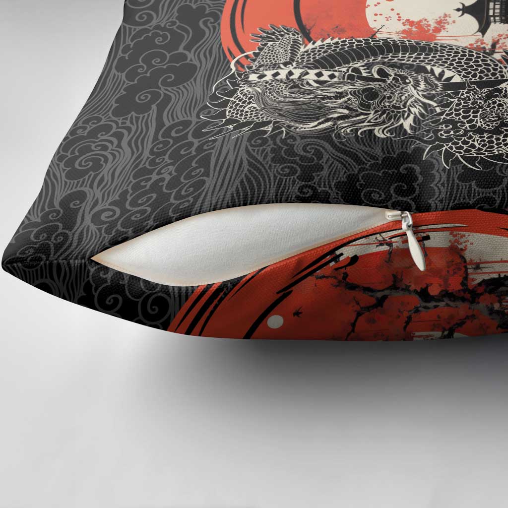 Japanese Dragon Katana Enso Pillow Cover Japan Pagoda Seamless Cloud - Wonder Print Shop