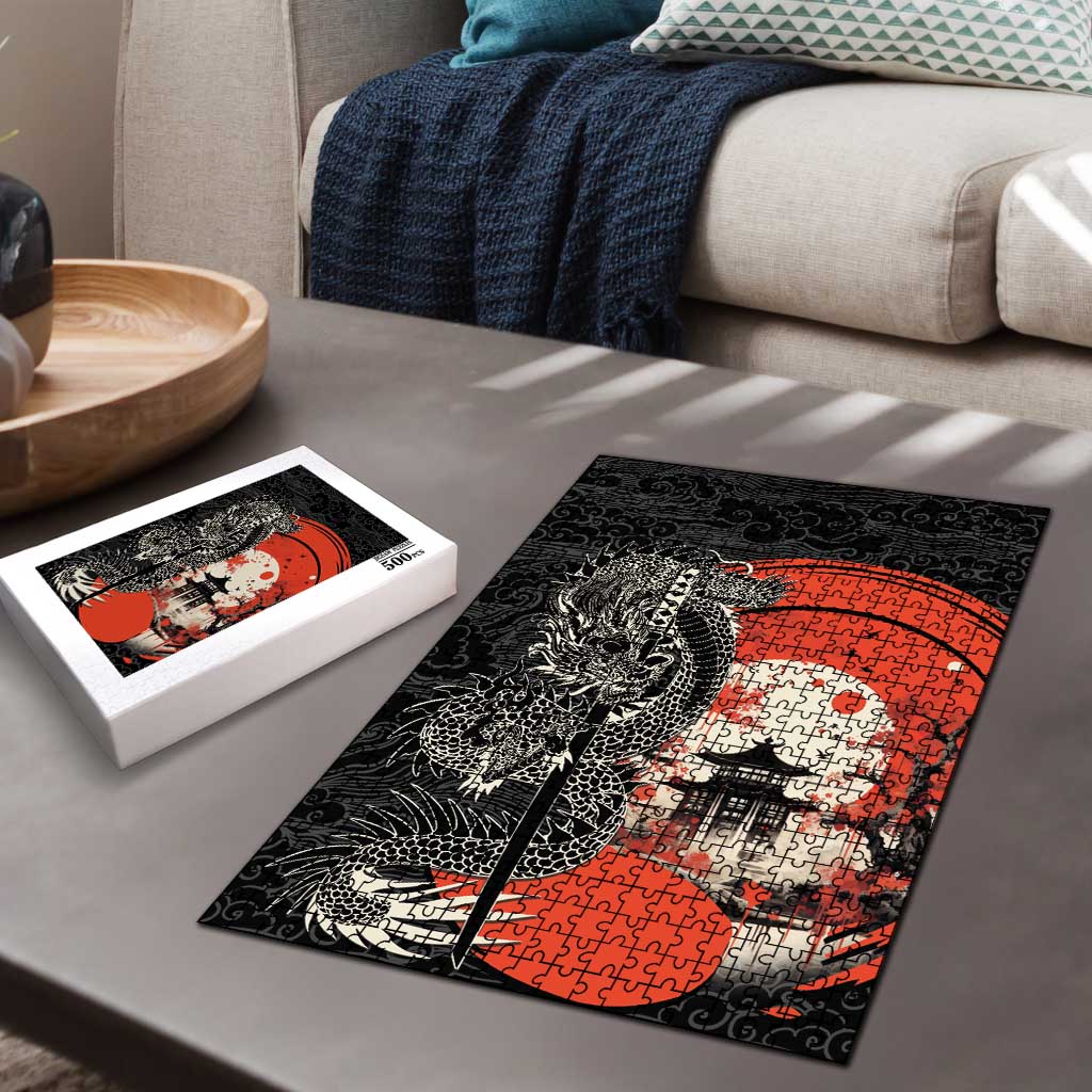 Japanese Dragon Katana Enso Puzzle Japan Pagoda Seamless Cloud - Wonder Print Shop