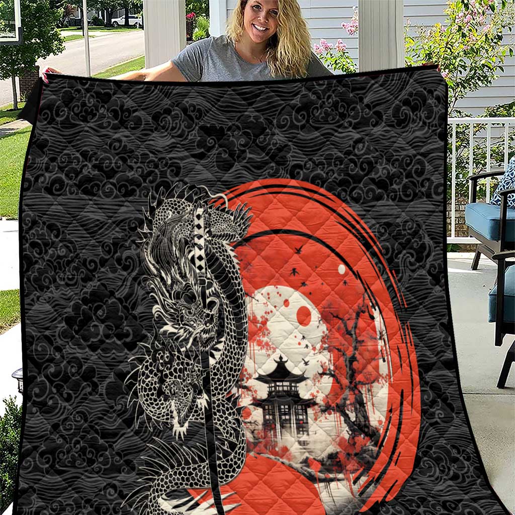 Japanese Dragon Katana Enso Quilt Japan Pagoda Seamless Cloud - Wonder Print Shop