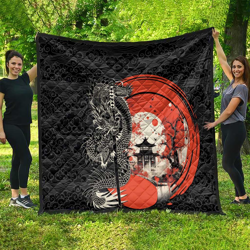 Japanese Dragon Katana Enso Quilt Japan Pagoda Seamless Cloud - Wonder Print Shop