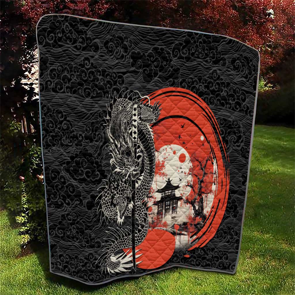 Japanese Dragon Katana Enso Quilt Japan Pagoda Seamless Cloud - Wonder Print Shop