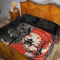 Japanese Dragon Katana Enso Quilt Bed Set Japan Pagoda Seamless Cloud - Wonder Print Shop