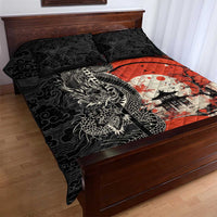 Japanese Dragon Katana Enso Quilt Bed Set Japan Pagoda Seamless Cloud - Wonder Print Shop