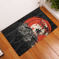 Japanese Dragon Katana Enso Rubber Doormat Japan Pagoda Seamless Cloud - undefined