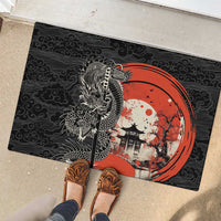Japanese Dragon Katana Enso Rubber Doormat Japan Pagoda Seamless Cloud - undefined