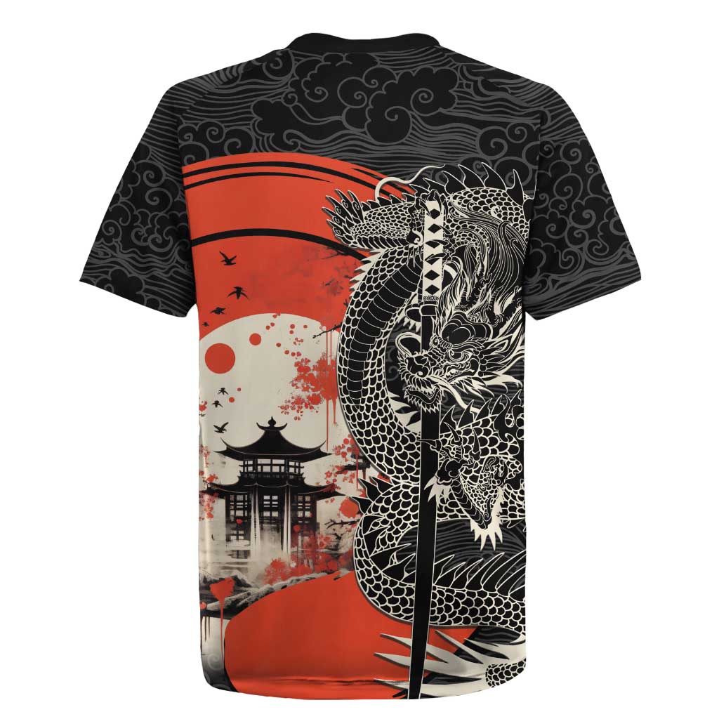 Japanese Dragon Katana Enso Rugby Jersey Japan Pagoda Seamless Cloud - Wonder Print Shop