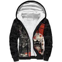 Japanese Dragon Katana Enso Sherpa Hoodie Japan Pagoda Seamless Cloud - Wonder Print Shop