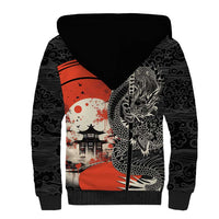 Japanese Dragon Katana Enso Sherpa Hoodie Japan Pagoda Seamless Cloud - Wonder Print Shop