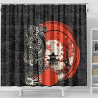 Japanese Dragon Katana Enso Shower Curtain Japan Pagoda Seamless Cloud - Wonder Print Shop