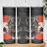 Japanese Dragon Katana Enso Skinny Tumbler Japan Pagoda Seamless Cloud - Wonder Print Shop