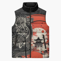 Japanese Dragon Katana Enso Sleeveless Puffer Jacket Japan Pagoda Seamless Cloud - Wonder Print Shop