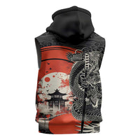 Japanese Dragon Katana Enso Sleeveless Zip Hoodie Japan Pagoda Seamless Cloud - Wonder Print Shop