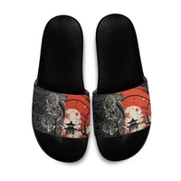 Japanese Dragon Katana Enso Slide Sandals Japan Pagoda Seamless Cloud - Wonder Print Shop