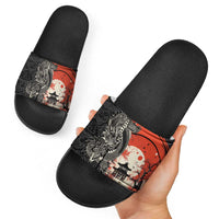 Japanese Dragon Katana Enso Slide Sandals Japan Pagoda Seamless Cloud - Wonder Print Shop