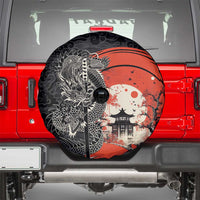 Japanese Dragon Katana Enso Spare Tire Cover Japan Pagoda Seamless Cloud - Wonder Print Shop