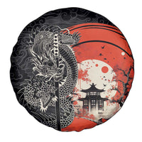 Japanese Dragon Katana Enso Spare Tire Cover Japan Pagoda Seamless Cloud - Wonder Print Shop
