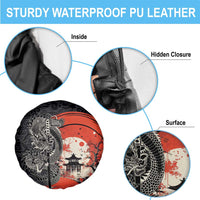 Japanese Dragon Katana Enso Spare Tire Cover Japan Pagoda Seamless Cloud - Wonder Print Shop