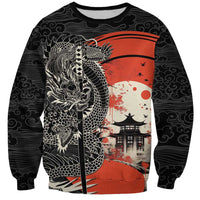 Japanese Dragon Katana Enso Sweatshirt Japan Pagoda Seamless Cloud - Wonder Print Shop