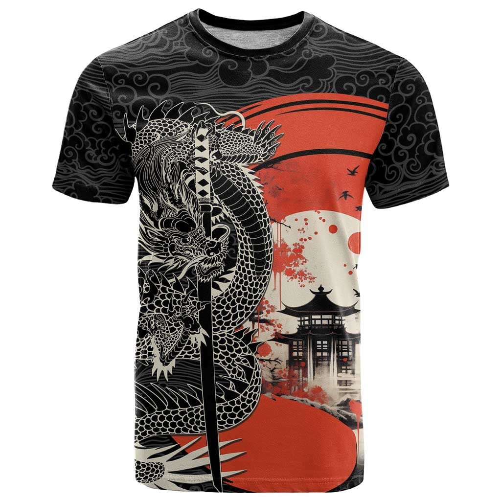 Japanese Dragon Katana Enso T Shirt Japan Pagoda Seamless Cloud - Wonder Print Shop