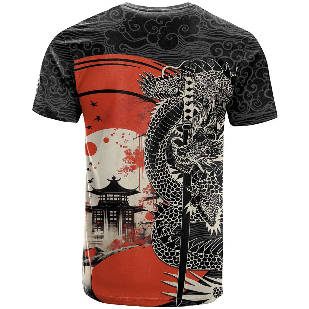 Japanese Dragon Katana Enso T Shirt Japan Pagoda Seamless Cloud - Wonder Print Shop
