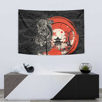 Japanese Dragon Katana Enso Tapestry Japan Pagoda Seamless Cloud - Wonder Print Shop