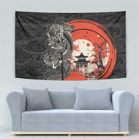 Japanese Dragon Katana Enso Tapestry Japan Pagoda Seamless Cloud - Wonder Print Shop