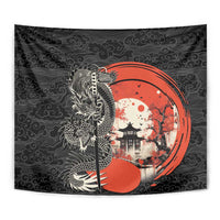 Japanese Dragon Katana Enso Tapestry Japan Pagoda Seamless Cloud - Wonder Print Shop