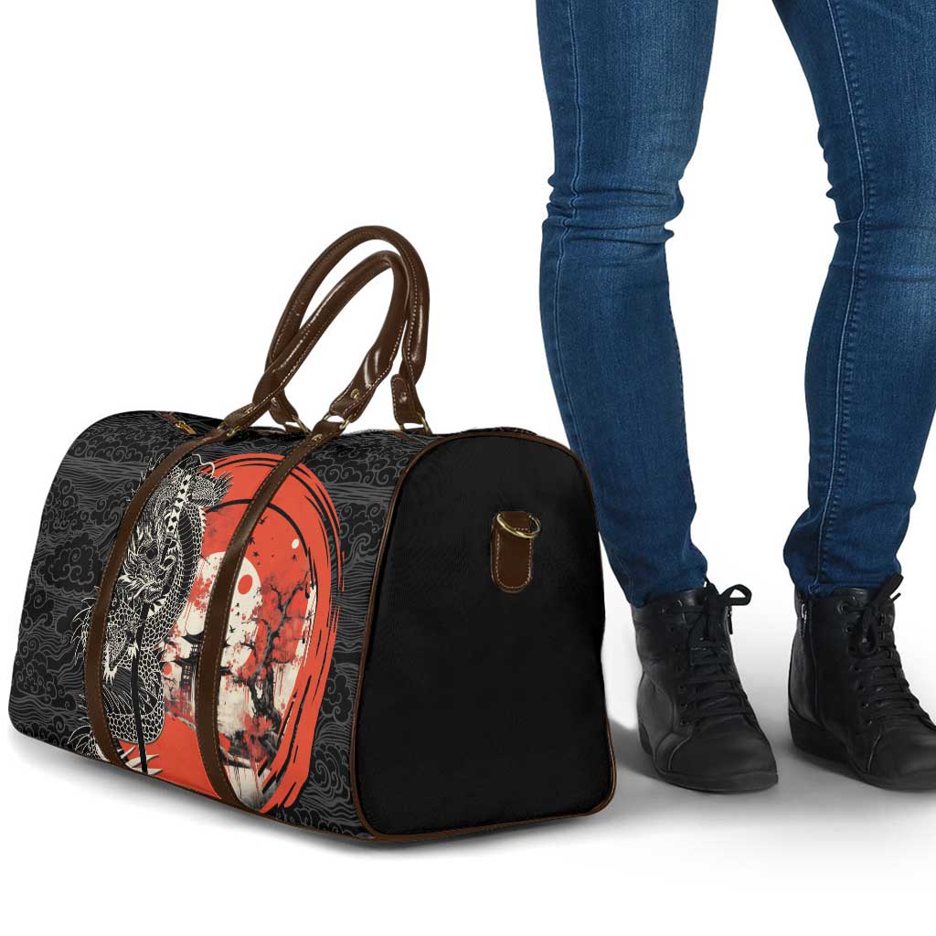 Japanese Dragon Katana Enso Travel Bag Japan Pagoda Seamless Cloud - Wonder Print Shop