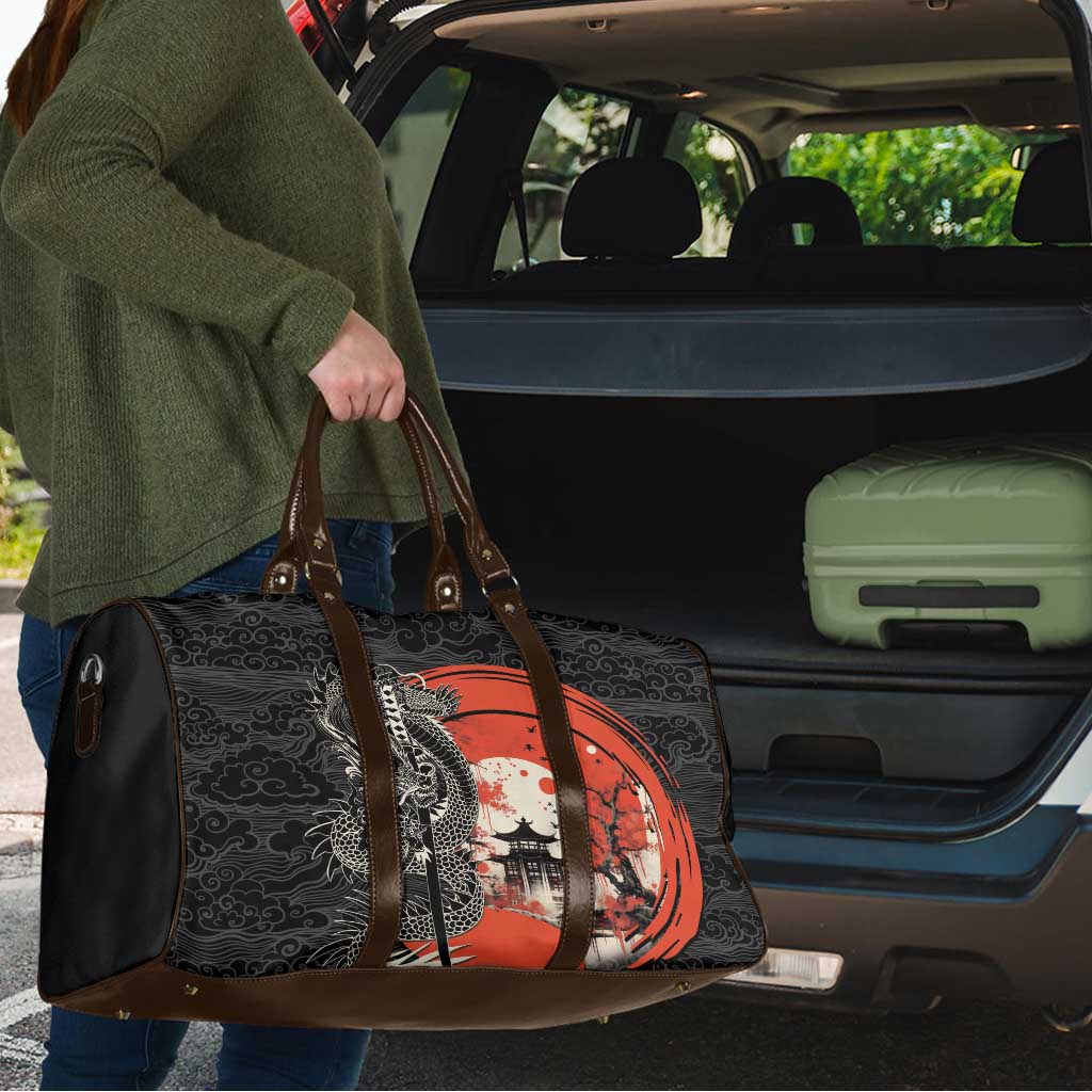 Japanese Dragon Katana Enso Travel Bag Japan Pagoda Seamless Cloud - Wonder Print Shop