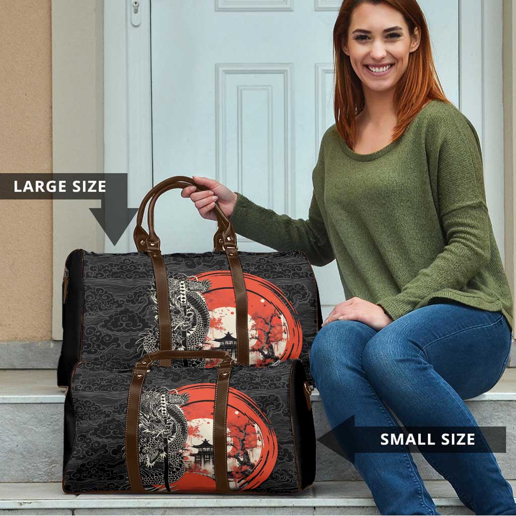 Japanese Dragon Katana Enso Travel Bag Japan Pagoda Seamless Cloud - Wonder Print Shop
