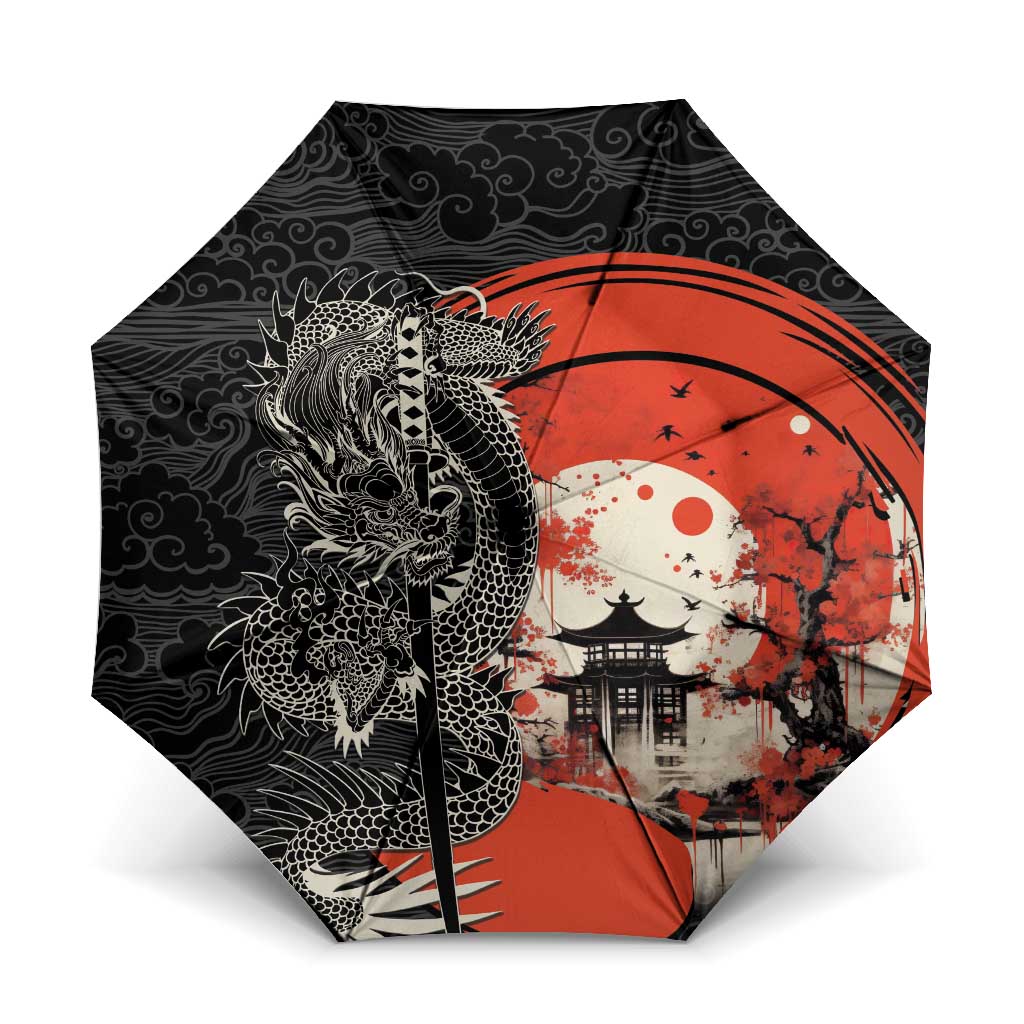 Japanese Dragon Katana Enso Umbrella Japan Pagoda Seamless Cloud - Wonder Print Shop