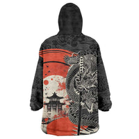 Japanese Dragon Katana Enso Wearable Blanket Hoodie Japan Pagoda Seamless Cloud - Wonder Print Shop