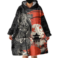 Japanese Dragon Katana Enso Wearable Blanket Hoodie Japan Pagoda Seamless Cloud - Wonder Print Shop