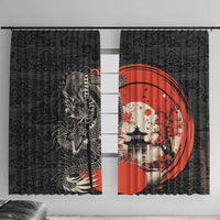 Japanese Dragon Katana Enso Window Curtain Japan Pagoda Seamless Cloud - Wonder Print Shop