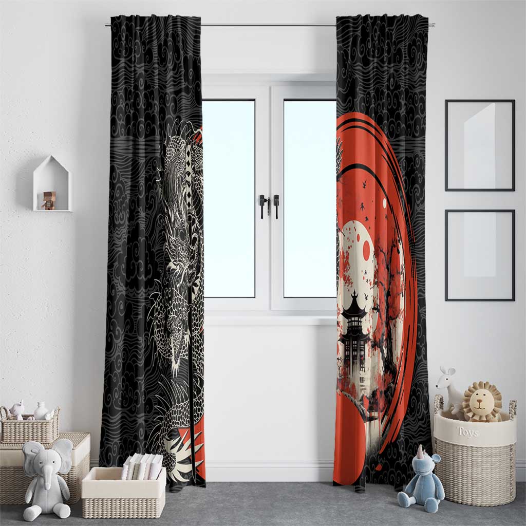 Japanese Dragon Katana Enso Window Curtain Japan Pagoda Seamless Cloud - Wonder Print Shop