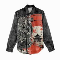 Japanese Dragon Katana Enso Women Casual Shirt Japan Pagoda Seamless Cloud - Wonder Print Shop