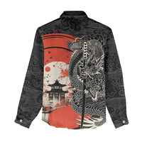 Japanese Dragon Katana Enso Women Casual Shirt Japan Pagoda Seamless Cloud - Wonder Print Shop