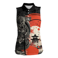 Japanese Dragon Katana Enso Women Sleeveless Polo Shirt Japan Pagoda Seamless Cloud - Wonder Print Shop