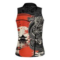 Japanese Dragon Katana Enso Women Sleeveless Polo Shirt Japan Pagoda Seamless Cloud - Wonder Print Shop