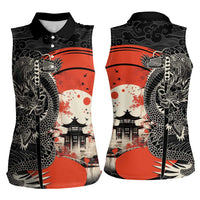 Japanese Dragon Katana Enso Women Sleeveless Polo Shirt Japan Pagoda Seamless Cloud - Wonder Print Shop
