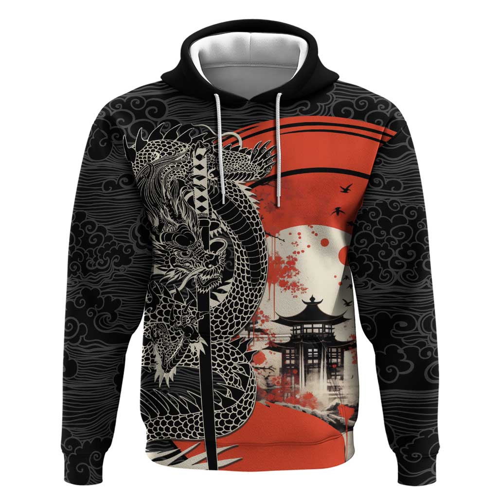 Japanese Dragon Katana Enso Zip Hoodie Japan Pagoda Seamless Cloud - Wonder Print Shop