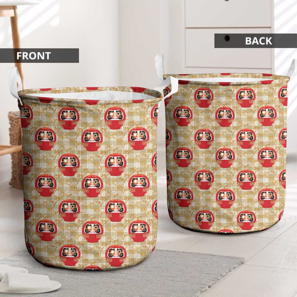 Japanese Daruma Doll Laundry Basket Palaka With Seamless Bamboo Pattern - Wonder Print Shop