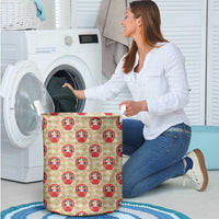Japanese Daruma Doll Laundry Basket Palaka With Seamless Bamboo Pattern - Wonder Print Shop
