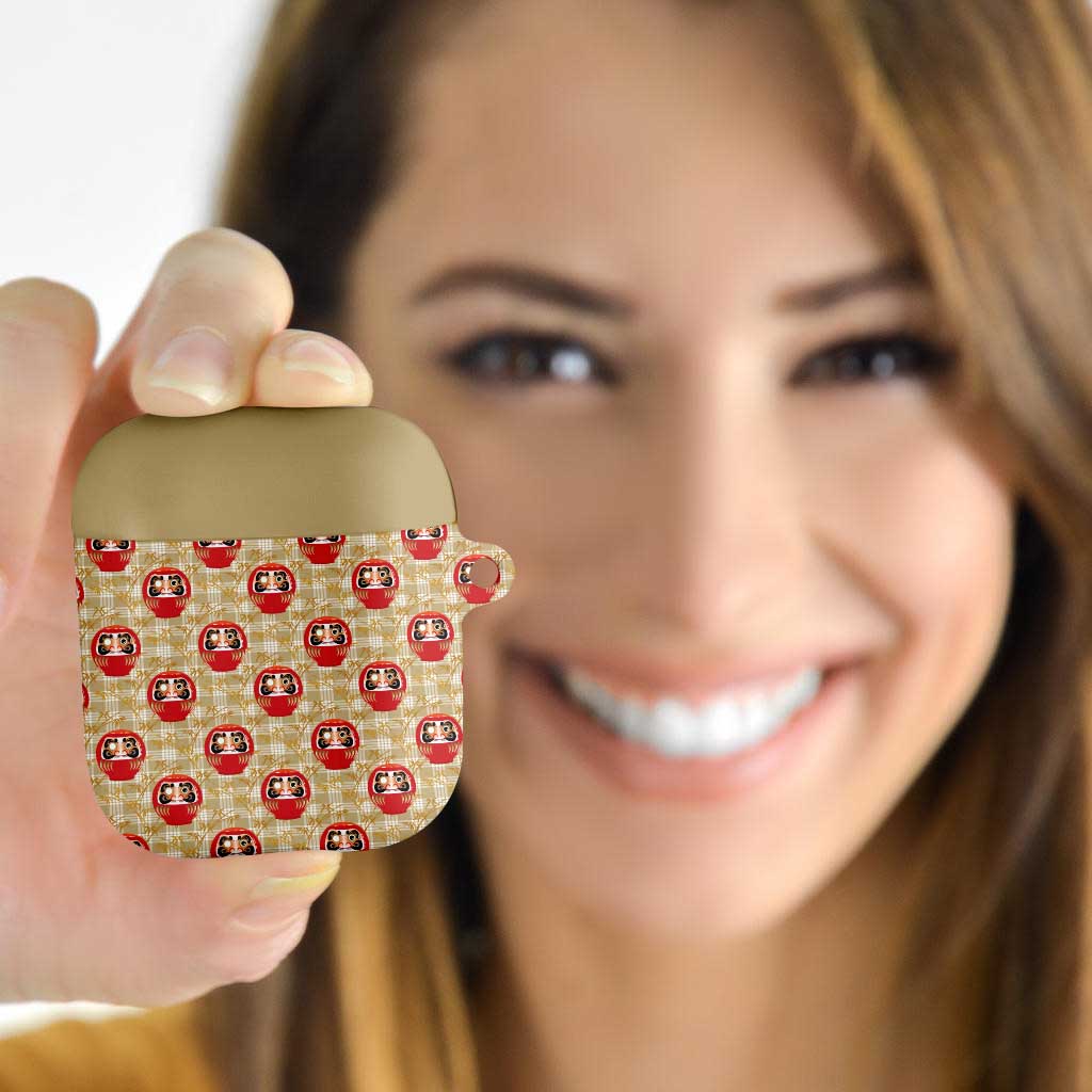 Japanese Daruma Doll AirPods Case Palaka With Seamless Bamboo Pattern - Wonder Print Shop