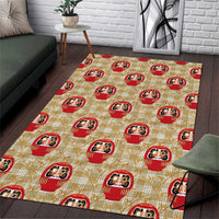 Japanese Daruma Doll Area Rug Palaka With Seamless Bamboo Pattern - Wonder Print Shop