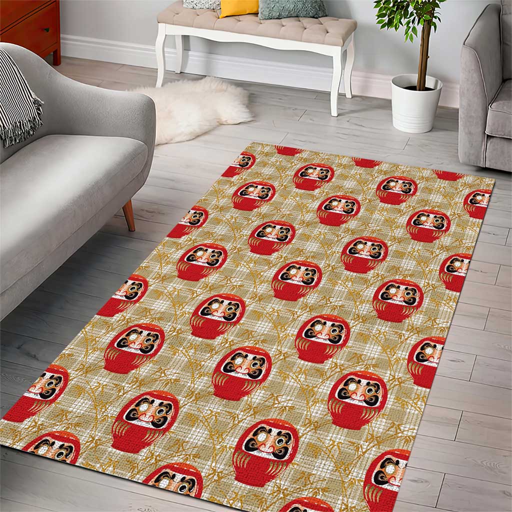 Japanese Daruma Doll Area Rug Palaka With Seamless Bamboo Pattern - Wonder Print Shop