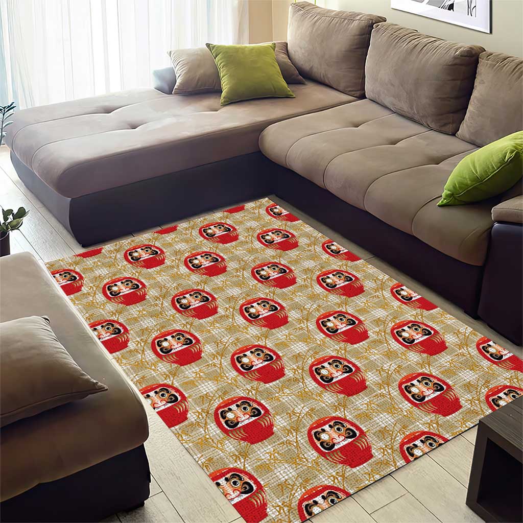 Japanese Daruma Doll Area Rug Palaka With Seamless Bamboo Pattern - Wonder Print Shop