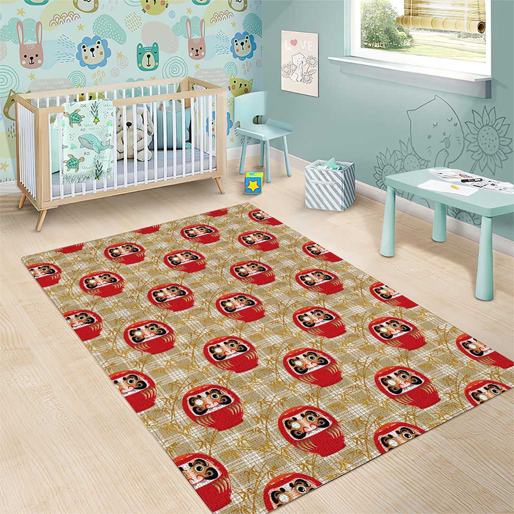 Japanese Daruma Doll Area Rug Palaka With Seamless Bamboo Pattern - Wonder Print Shop