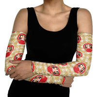 Japanese Daruma Doll Arm Sleeves Palaka With Seamless Bamboo Pattern - Wonder Print Shop
